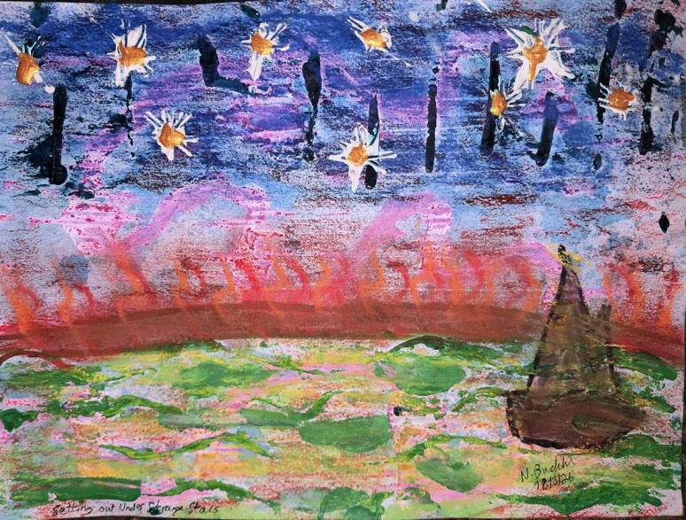 Abstract painting: Setting Out Under Strange Stars